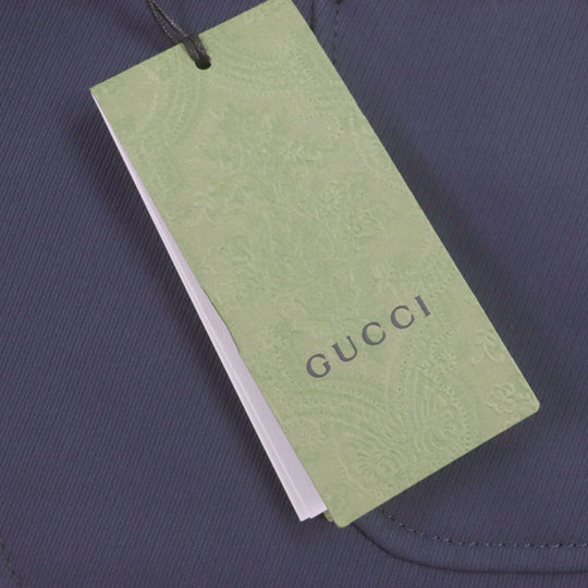 GUCCI tailored jacket 751155 Main: 100% cotton, Lining: 100% rayon, Parts: 100% rayon, Applique: 35% acrylic, 35% alpaca, 30% polyester Navy Cotton formal jacket with Web stripe detail mens 46 Used Authentic