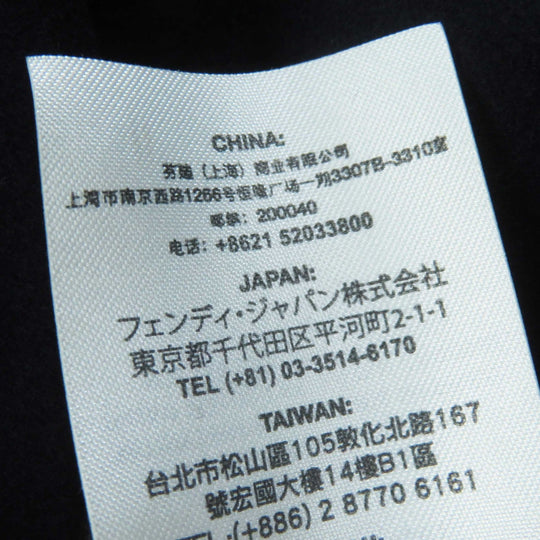 FENDI coat FF8246 Outer material: 87% wool, Outer material: 10% cashmere, Outer material: 3% polyurethane, Other material: 100% silk, Fur: Fox Leather: Lamb Navy Women 42 Used Authentic