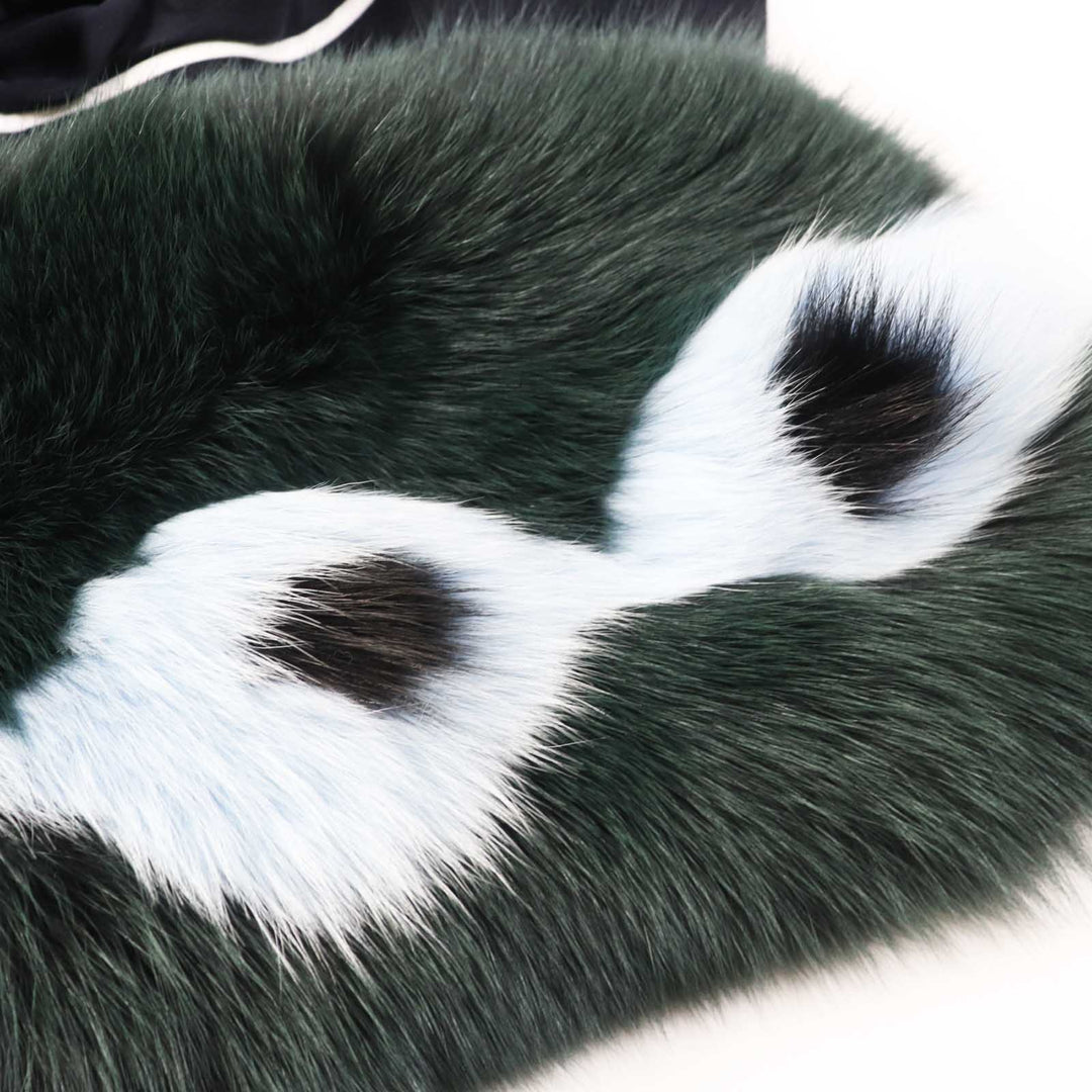 FENDI coat FF8246 Outer material: 87% wool, Outer material: 10% cashmere, Outer material: 3% polyurethane, Other material: 100% silk, Fur: Fox Leather: Lamb Navy Women 42 Used Authentic