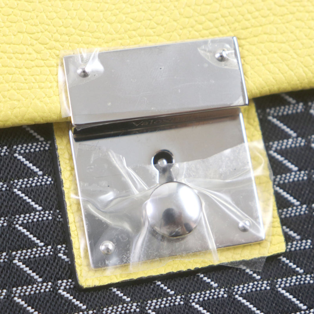 Valextra Briefcase Main: Canvas, Main: Leather Yellow black K-VAL mens Used Authentic