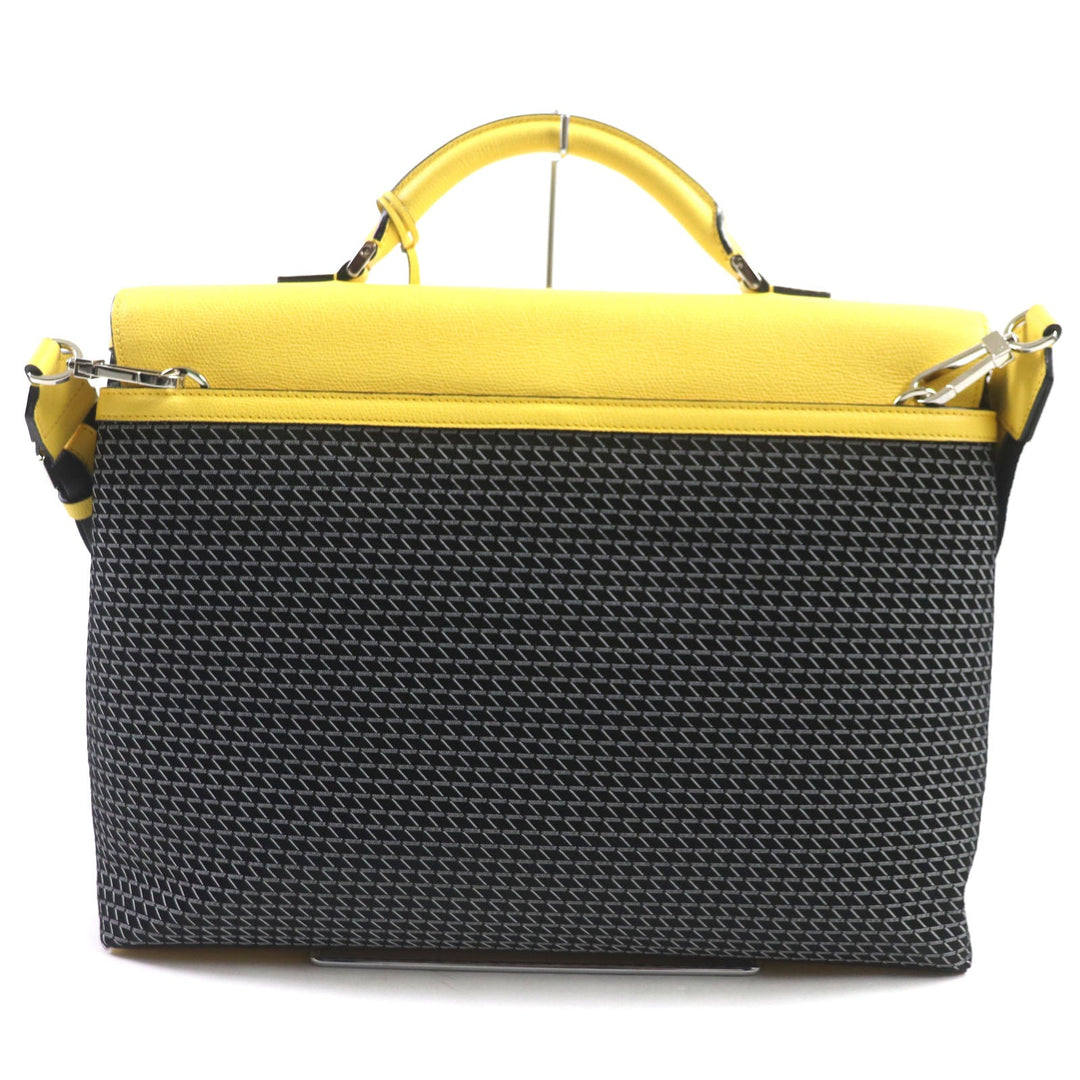 Valextra Briefcase Main: Canvas, Main: Leather Yellow black K-VAL mens Used Authentic