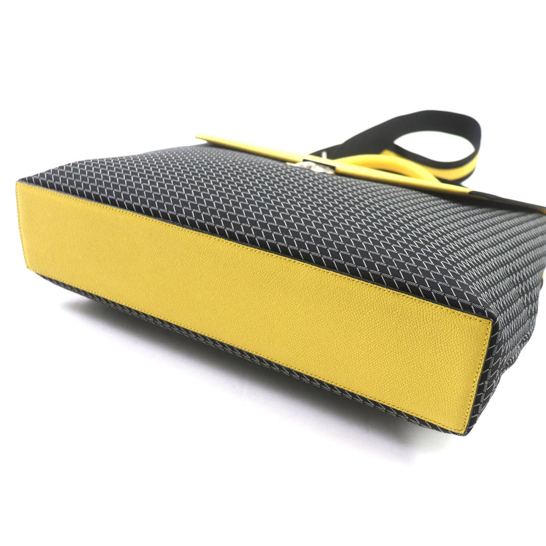 Valextra Briefcase Main: Canvas, Main: Leather Yellow black K-VAL mens Used Authentic