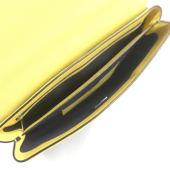 Valextra Briefcase Main: Canvas, Main: Leather Yellow black K-VAL mens Used Authentic