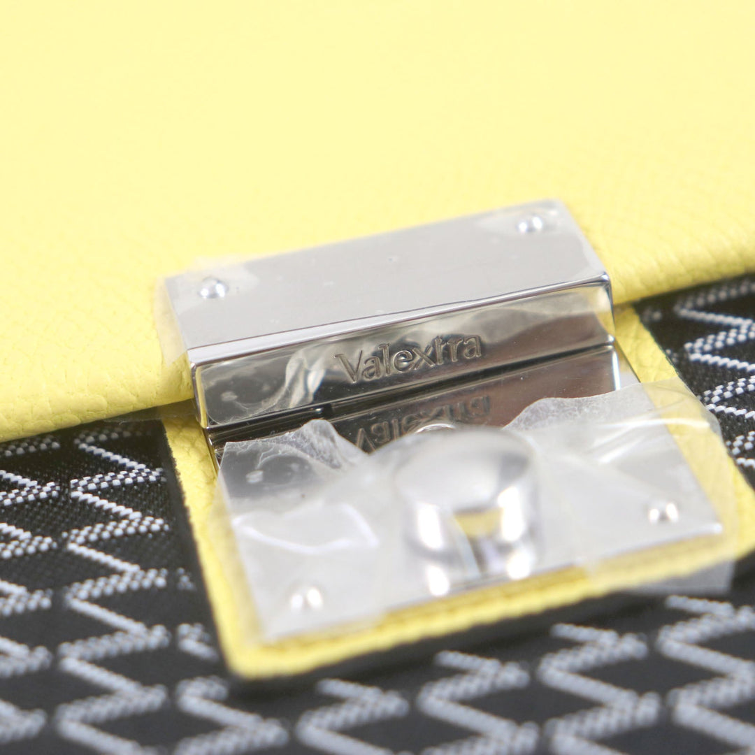 Valextra Briefcase Main: Canvas, Main: Leather Yellow black K-VAL mens Used Authentic