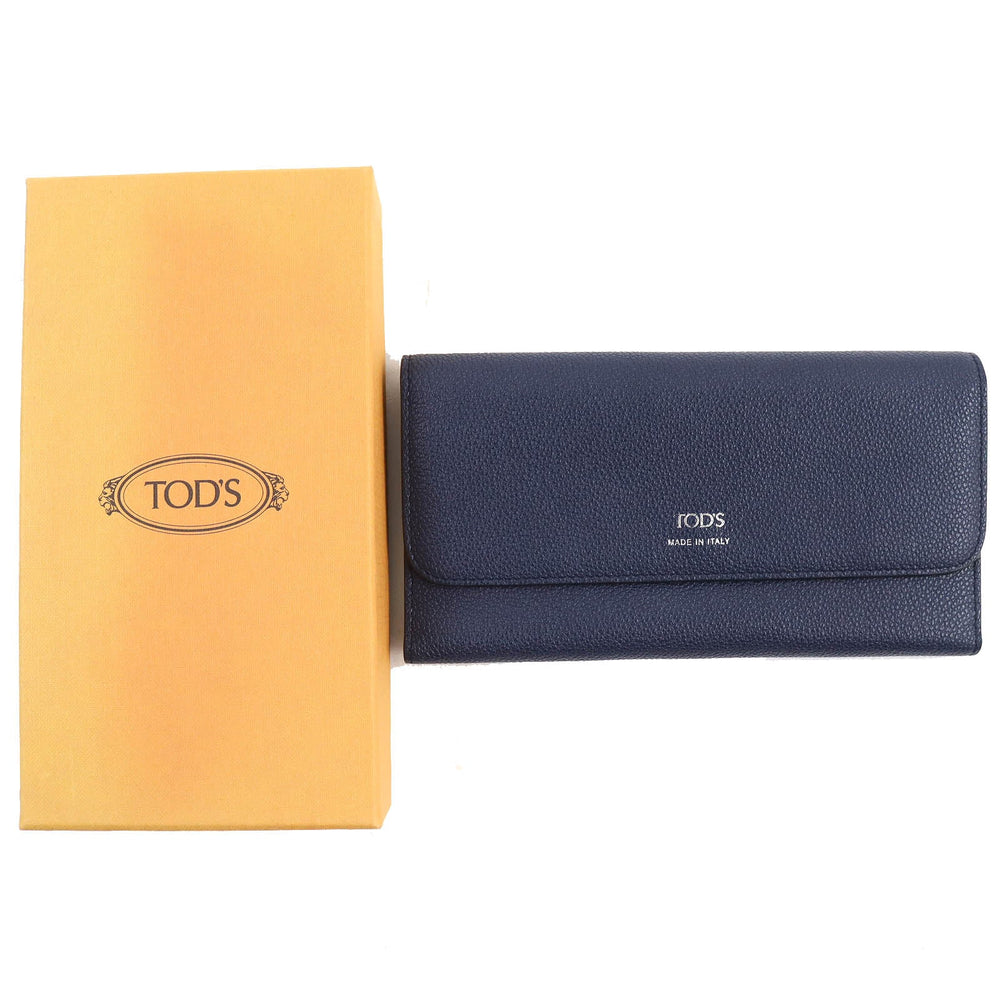 TOD�fS Long Wallet Purse Main: Leather Navy mens Used Authentic