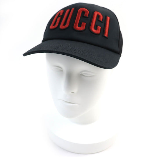 GUCCI cap 701324 Outer: 100% cotton, Main2: 100% nylon, Lining: 100% cotton, Inside: 55% cotton, 45% rayon, Part: Cowhide embroidery: 100% polyester Black red mens Used Authentic