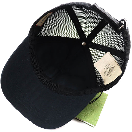 GUCCI cap 701324 Outer: 100% cotton, Main2: 100% nylon, Lining: 100% cotton, Inside: 55% cotton, 45% rayon, Part: Cowhide embroidery: 100% polyester Black red mens Used Authentic