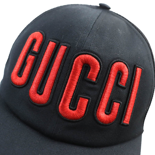 GUCCI cap 701324 Outer: 100% cotton, Main2: 100% nylon, Lining: 100% cotton, Inside: 55% cotton, 45% rayon, Part: Cowhide embroidery: 100% polyester Black red mens Used Authentic