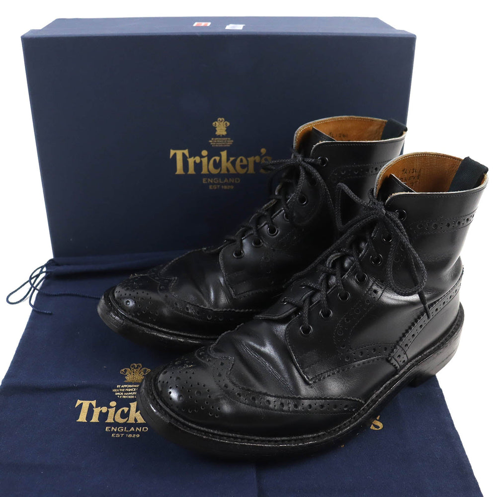 Tricker's short boots M2508 Main: Leather black STOW mens 8 Used Authentic