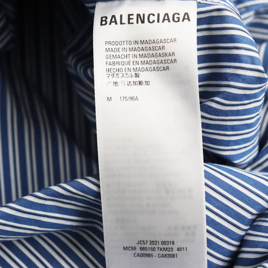BALENCIAGA Long sleeve shirt 665150 Outer: 100% cotton, Part: 100% polyester Blue white mens M Used Authentic