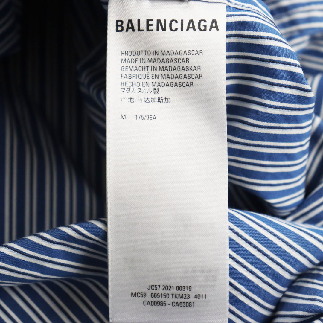 BALENCIAGA Long sleeve shirt 665150 Outer: 100% cotton, Part: 100% polyester Blue white mens M Used Authentic
