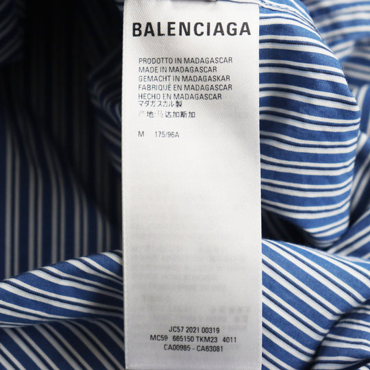BALENCIAGA Long sleeve shirt 665150 Outer: 100% cotton, Part: 100% polyester Blue white mens M Used Authentic