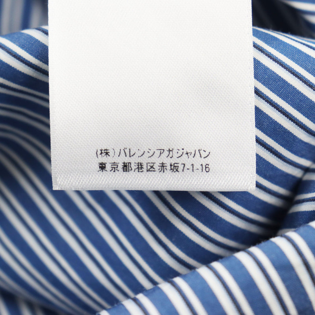 BALENCIAGA Long sleeve shirt 665150 Outer: 100% cotton, Part: 100% polyester Blue white mens M Used Authentic