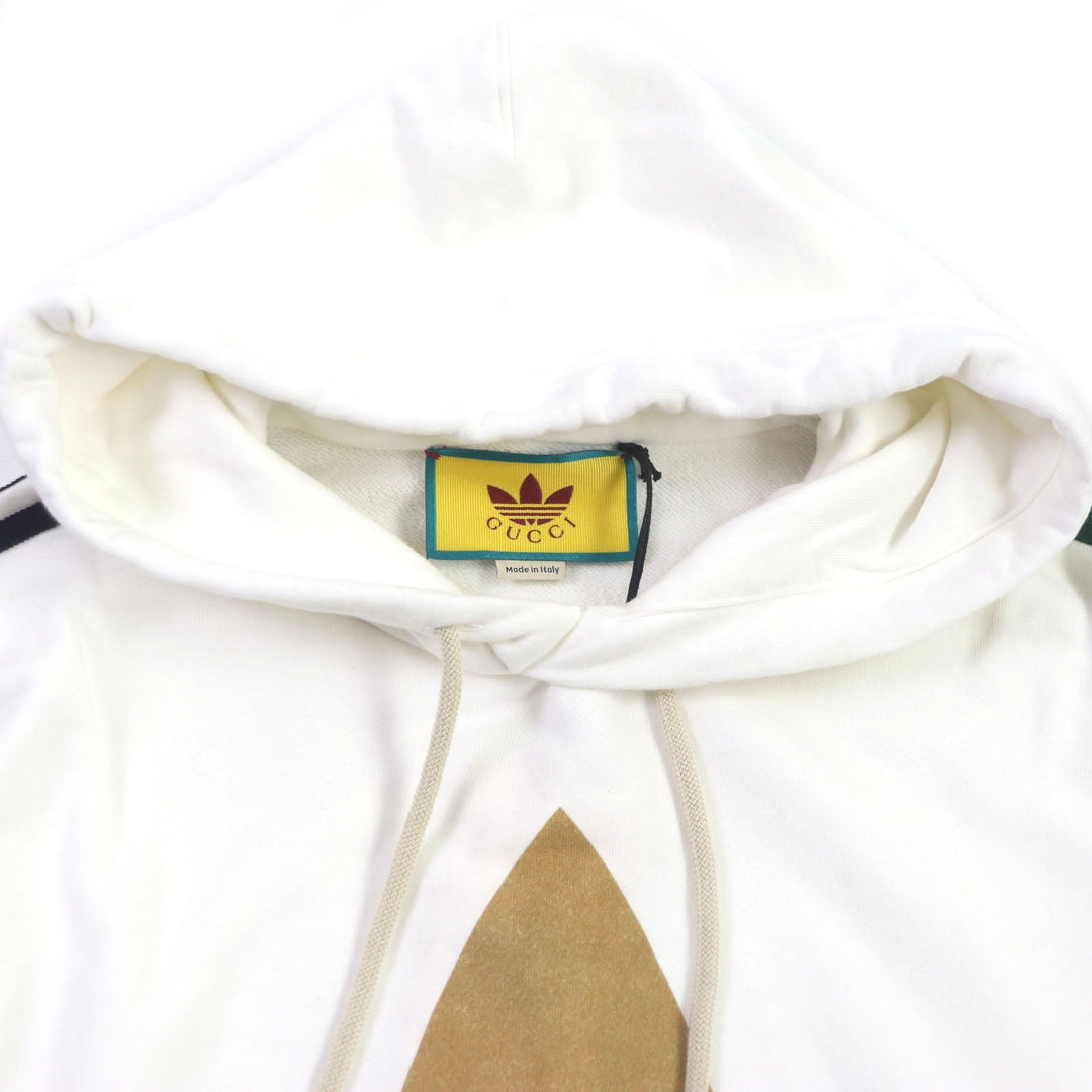 GUCCI Hoodie 722967 Main: 100% cotton, Trimming: 97% cotton, 3% polyurethane Partial use 1: 58% cotton, 42% rayon Partial use 2: 65% rayon, 35% cotton white mens S Used Authentic