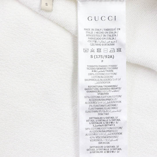 GUCCI Hoodie 722967 Main: 100% cotton, Trimming: 97% cotton, 3% polyurethane Partial use 1: 58% cotton, 42% rayon Partial use 2: 65% rayon, 35% cotton white mens S Used Authentic