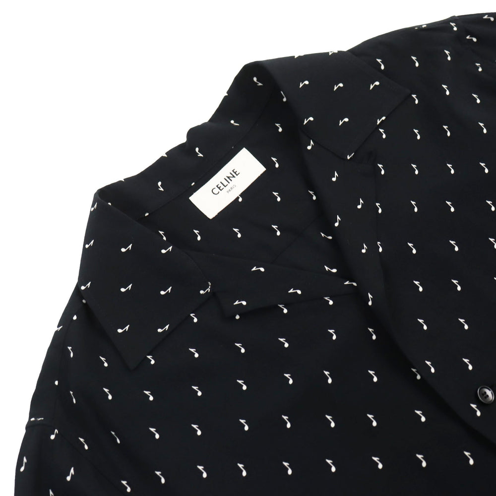 CELINE Short sleeve shirt 2C036736D Main: 100% rayon black mens 37 Used Authentic