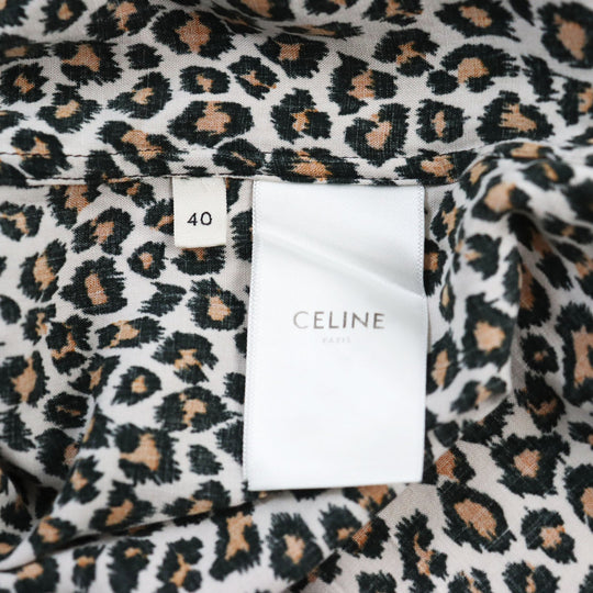 CELINE Short sleeve shirt 2C036900H Main: 100% rayon beige mens 40 Used Authentic