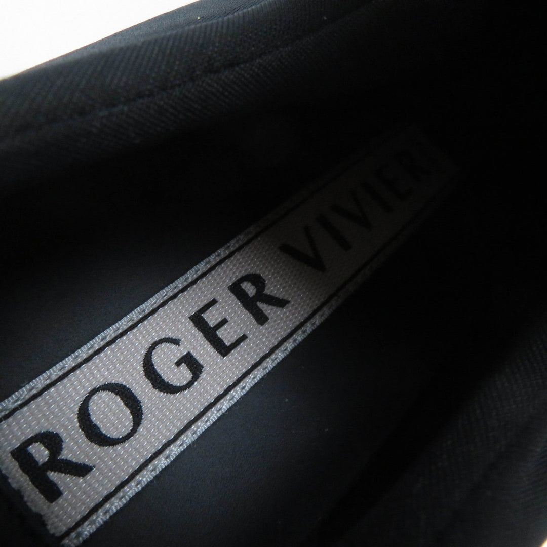 ROGERVIVIER Low cut sneakers Leather x fabric black VIV RUN Women 37 1/2 Used Authentic