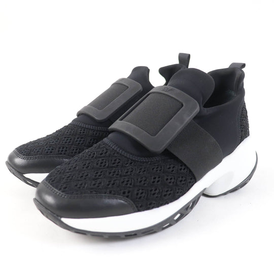 ROGERVIVIER Low cut sneakers Leather x fabric black VIV RUN Women 37 1/2 Used Authentic
