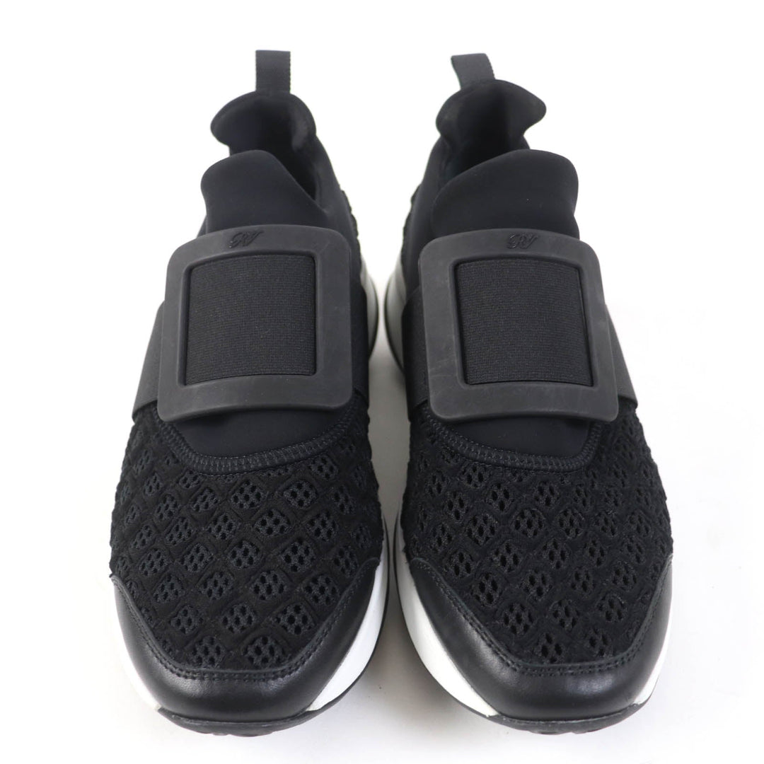 ROGERVIVIER Low cut sneakers Leather x fabric black VIV RUN Women 37 1/2 Used Authentic