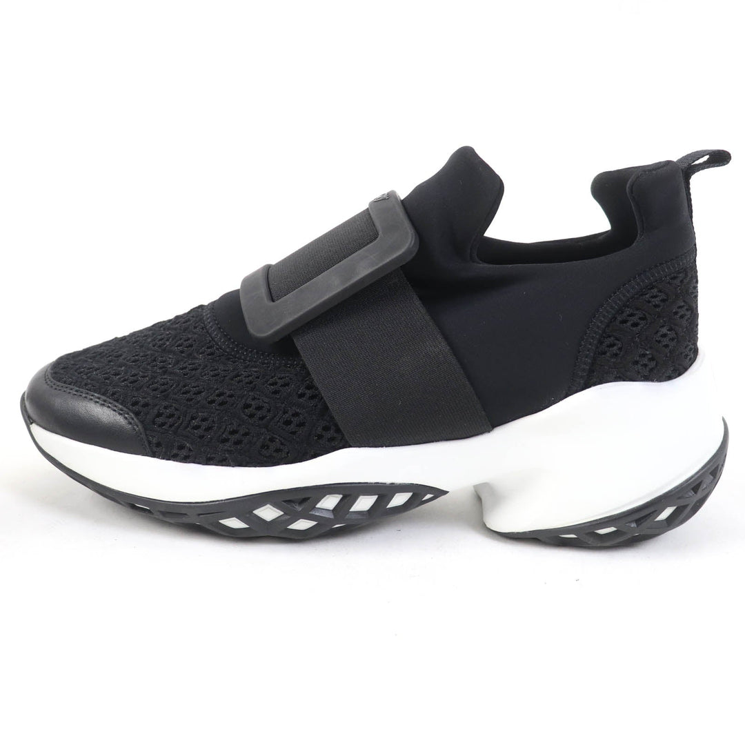 ROGERVIVIER Low cut sneakers Leather x fabric black VIV RUN Women 37 1/2 Used Authentic