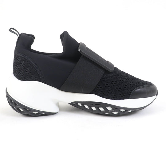 ROGERVIVIER Low cut sneakers Leather x fabric black VIV RUN Women 37 1/2 Used Authentic