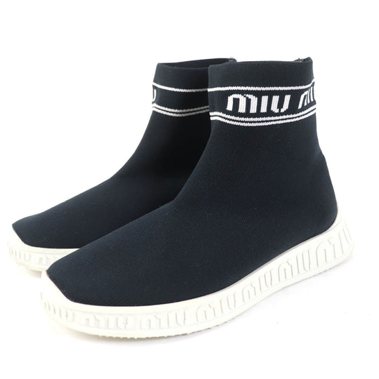 MIUMIU sneakers knit black Women 36.5 Used Authentic