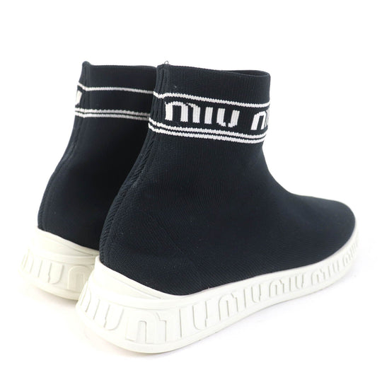 MIUMIU sneakers knit black Women 36.5 Used Authentic