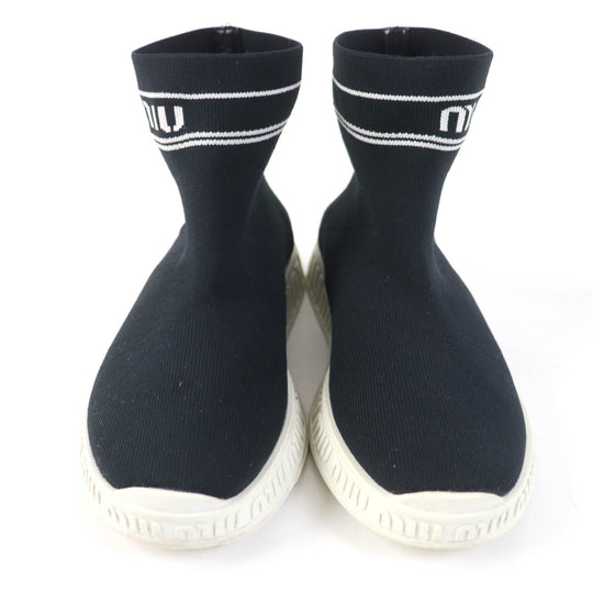 MIUMIU sneakers knit black Women 36.5 Used Authentic