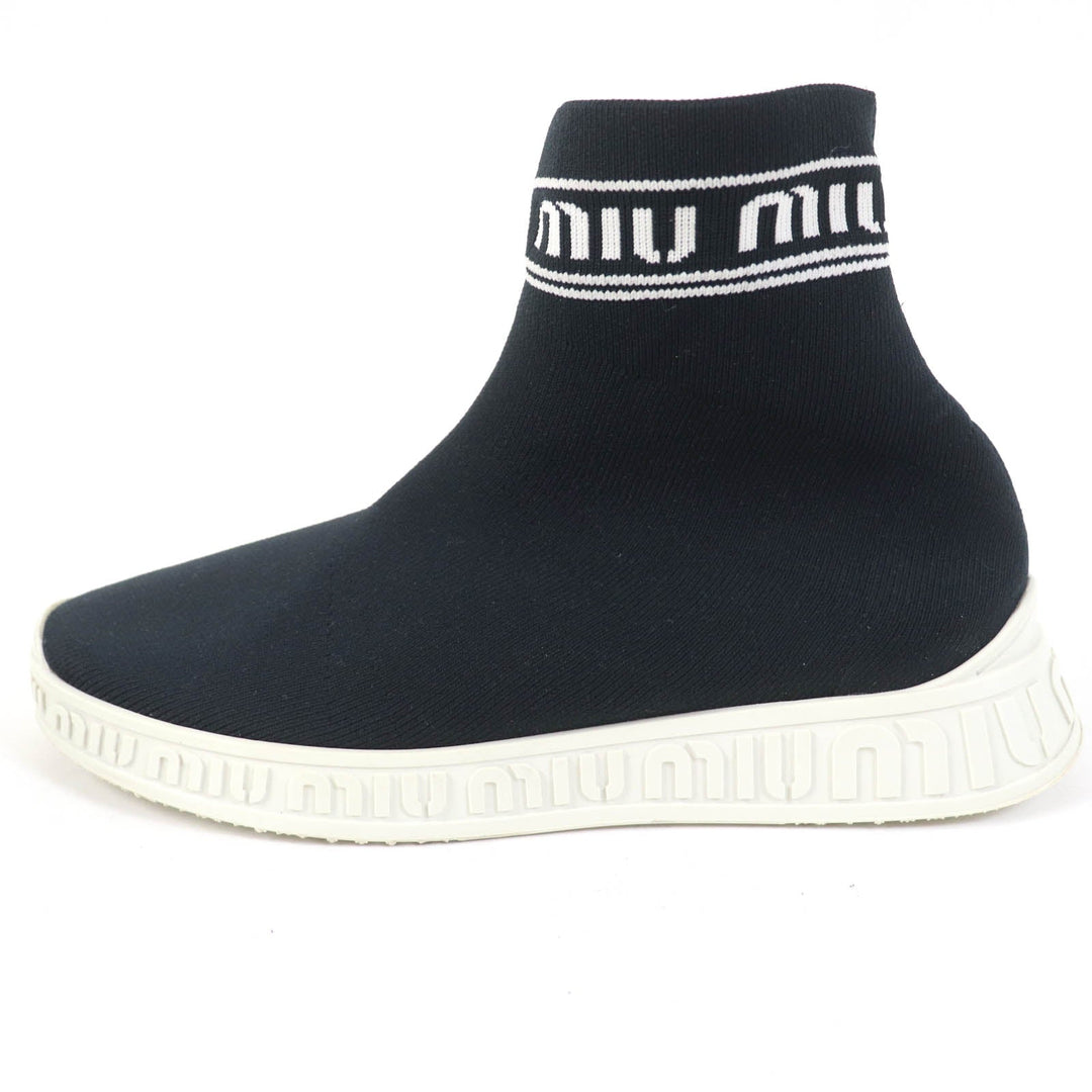 MIUMIU sneakers knit black Women 36.5 Used Authentic