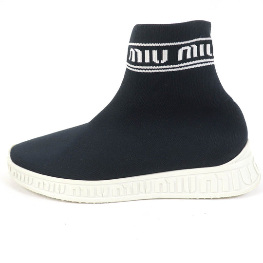 MIUMIU sneakers knit black Women 36.5 Used Authentic