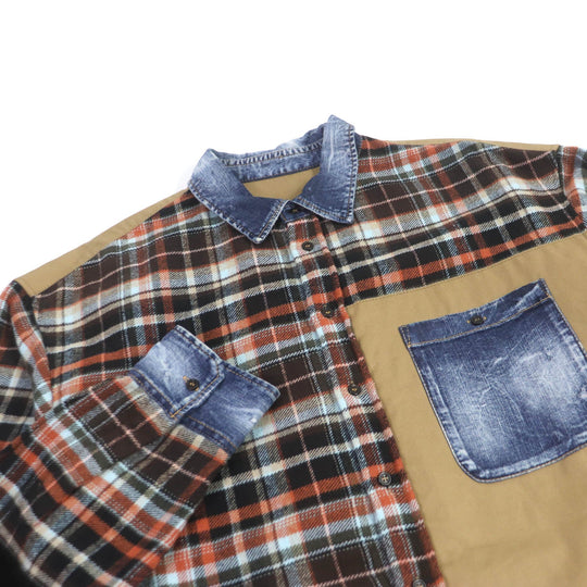 DSQUARED2 Long sleeve shirt S71DM0653 Main: 76% cotton, Main: 24% polyester, Part: 100% cotton, Part: 98% cotton, Part: 2% polyurethane Brown type mens 50 Used Authentic