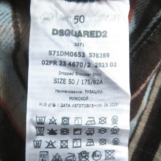 DSQUARED2 Long sleeve shirt S71DM0653 Main: 76% cotton, Main: 24% polyester, Part: 100% cotton, Part: 98% cotton, Part: 2% polyurethane Brown type mens 50 Used Authentic