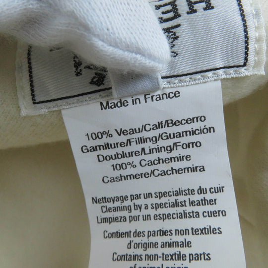 HERMES hat Main: Leather, Lining: 100% Cashmere Brown Ivory Women 58 Used Authentic