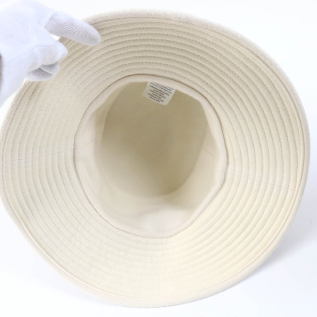 HERMES hat Main: Leather, Lining: 100% Cashmere Brown Ivory Women 58 Used Authentic