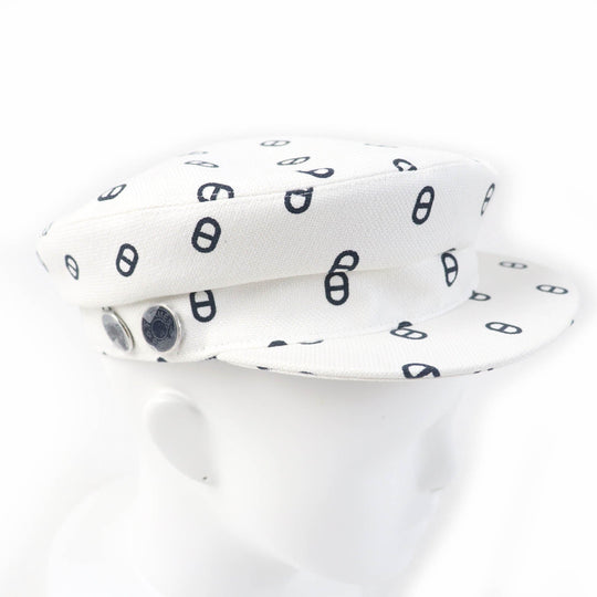 HERMES Casquette Main: 98% cotton, Main: 2% polyurethane, Lining: 56% cotton, Lining: 46% silk, Lining trim: 56% cotton, 44% rayon white Vauban Women Used Authentic