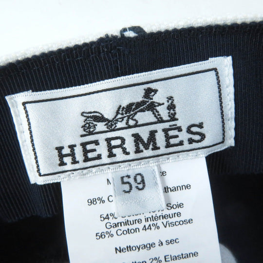 HERMES Casquette Main: 98% cotton, Main: 2% polyurethane, Lining: 56% cotton, Lining: 46% silk, Lining trim: 56% cotton, 44% rayon white Vauban Women Used Authentic