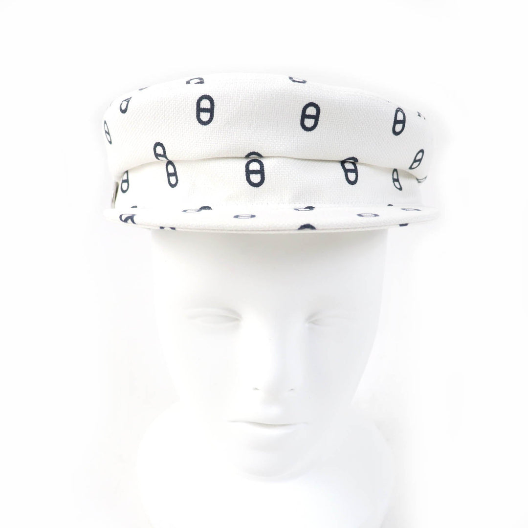HERMES Casquette Main: 98% cotton, Main: 2% polyurethane, Lining: 56% cotton, Lining: 46% silk, Lining trim: 56% cotton, 44% rayon white Vauban Women Used Authentic