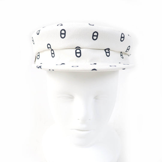 HERMES Casquette Main: 98% cotton, Main: 2% polyurethane, Lining: 56% cotton, Lining: 46% silk, Lining trim: 56% cotton, 44% rayon white Vauban Women Used Authentic