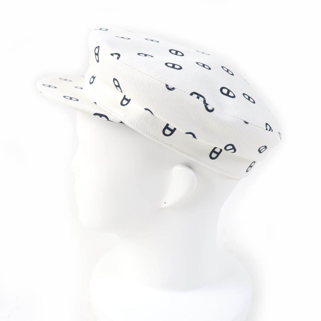 HERMES Casquette Main: 98% cotton, Main: 2% polyurethane, Lining: 56% cotton, Lining: 46% silk, Lining trim: 56% cotton, 44% rayon white Vauban Women Used Authentic