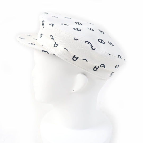 HERMES Casquette Main: 98% cotton, Main: 2% polyurethane, Lining: 56% cotton, Lining: 46% silk, Lining trim: 56% cotton, 44% rayon white Vauban Women Used Authentic
