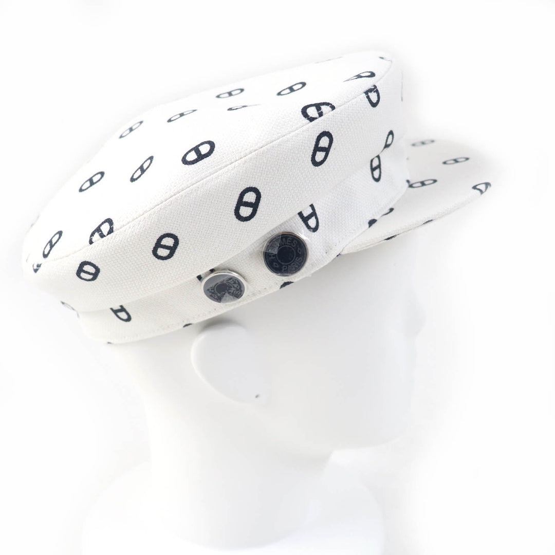 HERMES Casquette Main: 98% cotton, Main: 2% polyurethane, Lining: 56% cotton, Lining: 46% silk, Lining trim: 56% cotton, 44% rayon white Vauban Women Used Authentic