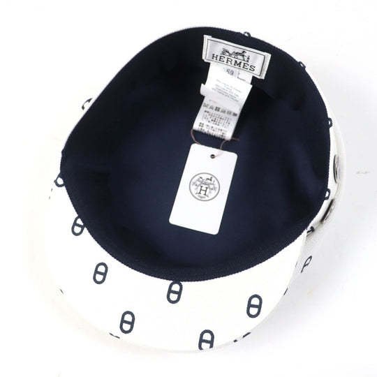 HERMES Casquette Main: 98% cotton, Main: 2% polyurethane, Lining: 56% cotton, Lining: 46% silk, Lining trim: 56% cotton, 44% rayon white Vauban Women Used Authentic