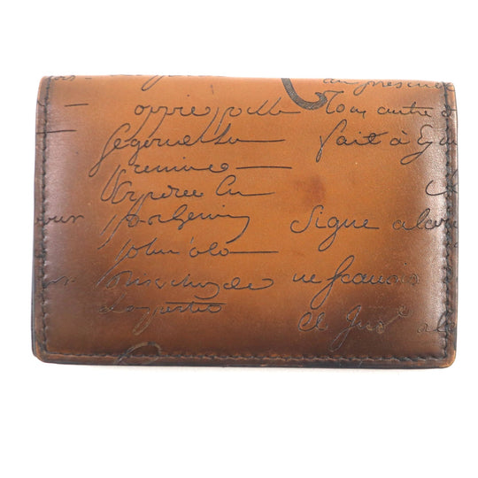 Berluti name card holder scritto leather Brown Inbuia mens Used Authentic