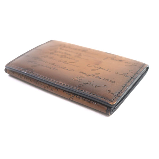 Berluti name card holder scritto leather Brown Inbuia mens Used Authentic