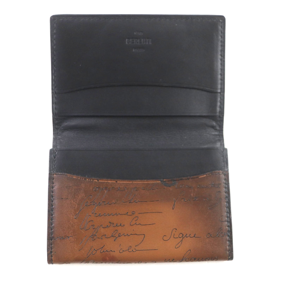 Berluti name card holder scritto leather Brown Inbuia mens Used Authentic