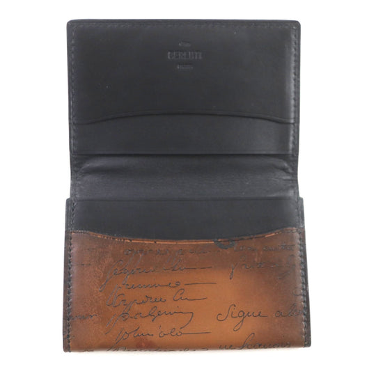 Berluti name card holder scritto leather Brown Inbuia mens Used Authentic