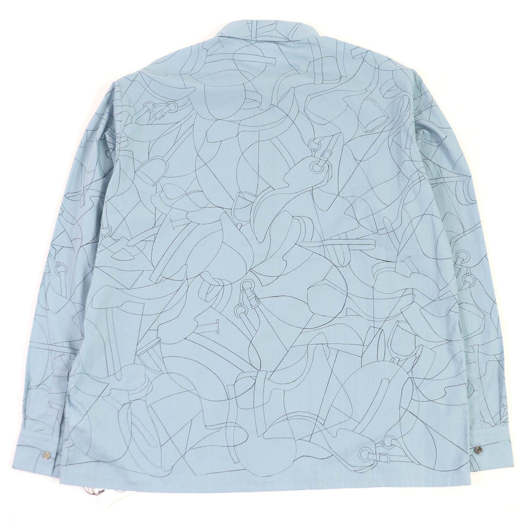 HERMES Long sleeve shirt Main: 100% cotton Ciel Couvel Selles en Fragments Finesse mens 44 Used Authentic