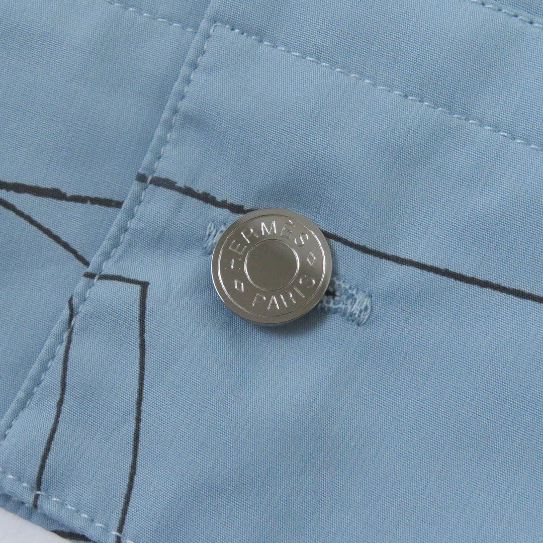 HERMES Long sleeve shirt Main: 100% cotton Ciel Couvel Selles en Fragments Finesse mens 44 Used Authentic