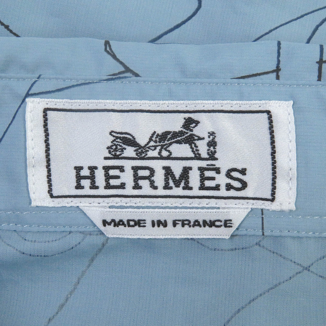 HERMES Long sleeve shirt Main: 100% cotton Ciel Couvel Selles en Fragments Finesse mens 44 Used Authentic